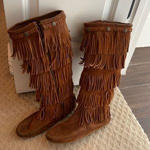 Minnetonka fringe tall boots
